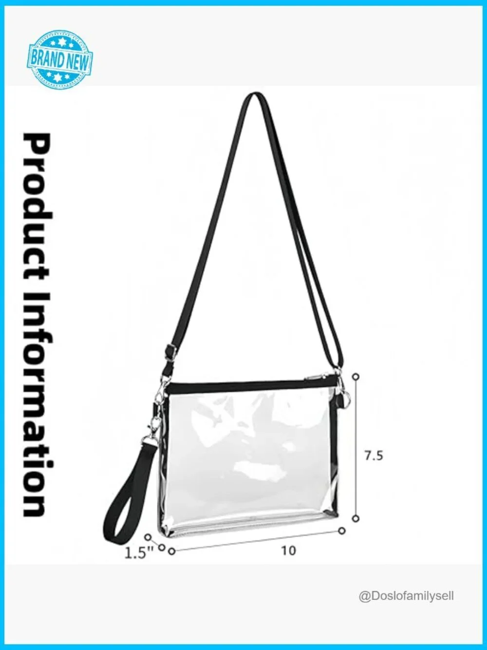 Clear PVC Crossbody Bag Lightweight Waterproof Stadium Security Compliant